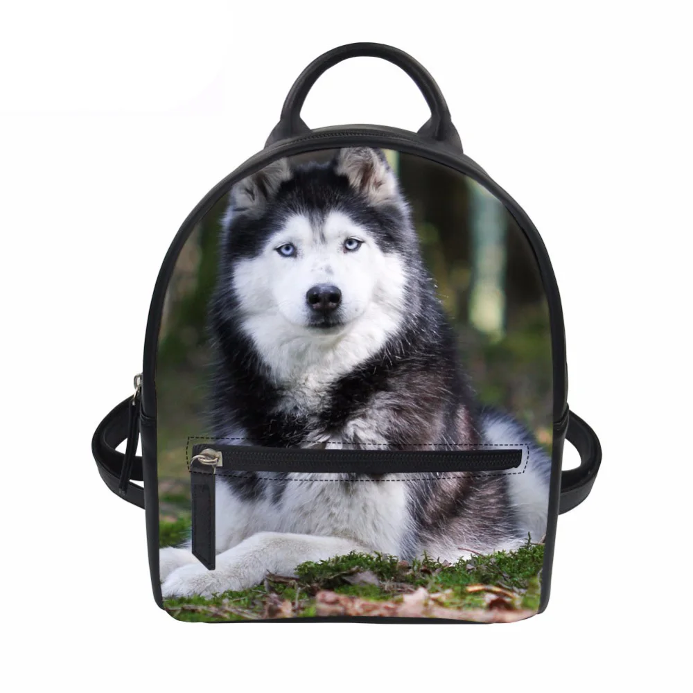 Customized Women Backpack Husky Bulldog Pug Print Mini Backpacks Teen