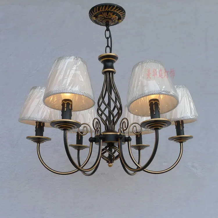 

Multiple Chandelier Free Shipping American Candle iron minimalist lamp Retro 6 Head White Blue Black ZX22