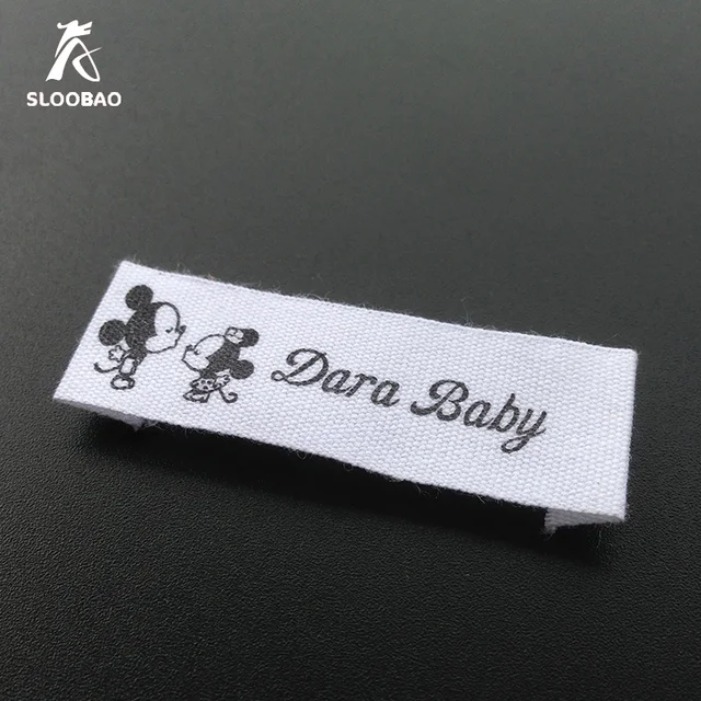 Custom Cotton Cloth End Fold Labels White Color Cotton Labels For