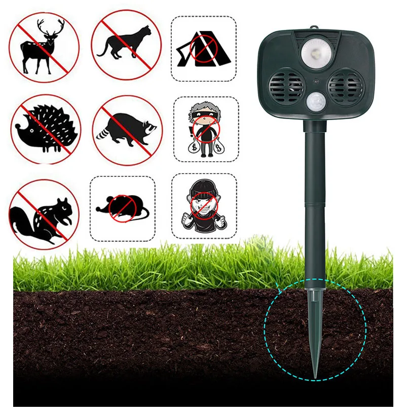 

Ultrasonic Animal Repeller Solar Powered Garden Pest Repeller Eco-friendly Cat Dog Fox Deterrent Chaser Repellent