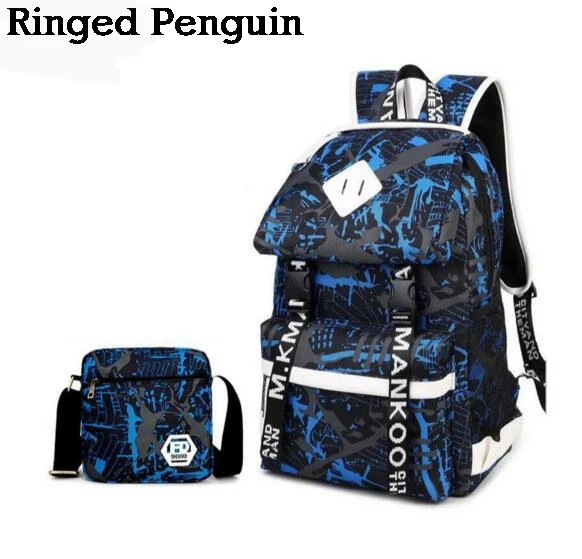 Us 42 99 2 Pcs Blue Plaid School Backpack For S One Shoulder Book Bag Set Age Bags Women Travel Bagpack In From