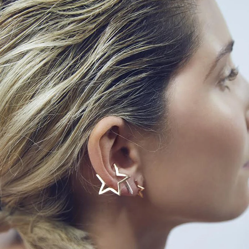 

hollow star earring ear cuff clip on earrings for women fashion jewelry brinco earcuffs aretes clip earrings without piercing
