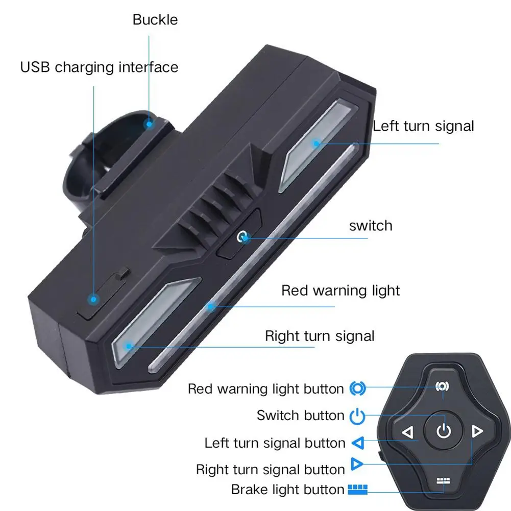 Беспроводной велосипедный задний сигнальный светильник для велосипеда, задний фонарь, умный USB Перезаряжаемый велосипедные аксессуары, водонепроницаемый пульт дистанционного управления, светодиодный