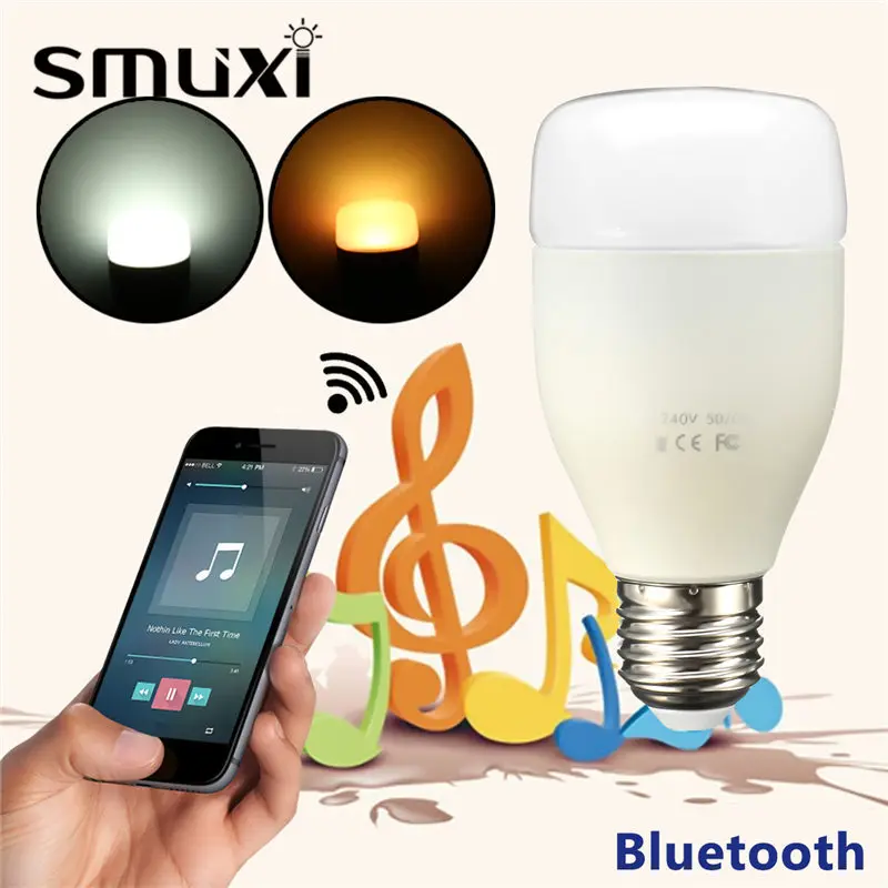 

Smuxi E27 9W RGBW LED Light Bulb Bluetooth Wifi Control Smart Music Audio Speaker Lamp Indoor Lighting AC100-240V