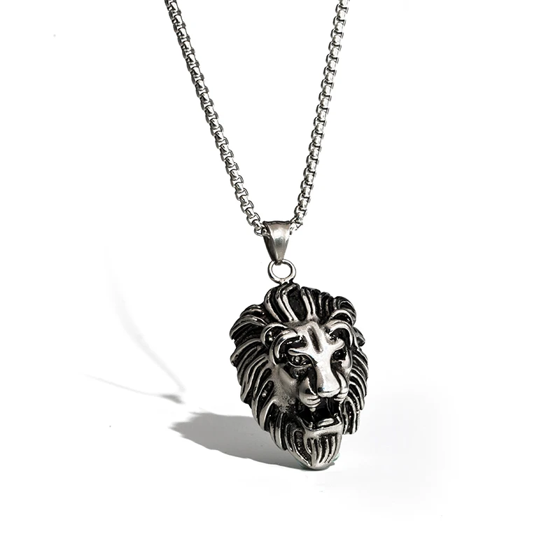 

Titanium steel Lion necklace Richard the Lionheart LOGO Titanium steel Pendant stainless steel in chain Men's necklace N010728
