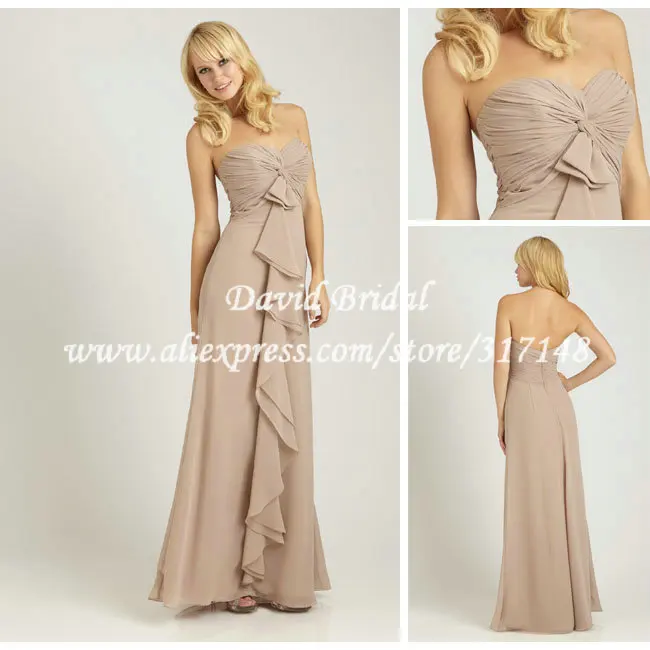 Sheath Sweetheart Neckline Empire Long Champagne Bridesmaid Dress Sheath Sweetheart Neckline Empire Long Champagne Bridesmaid Dress Simple Chiffon With Criss Cross Pleat Nf670 In Dresses From Weddings Events
