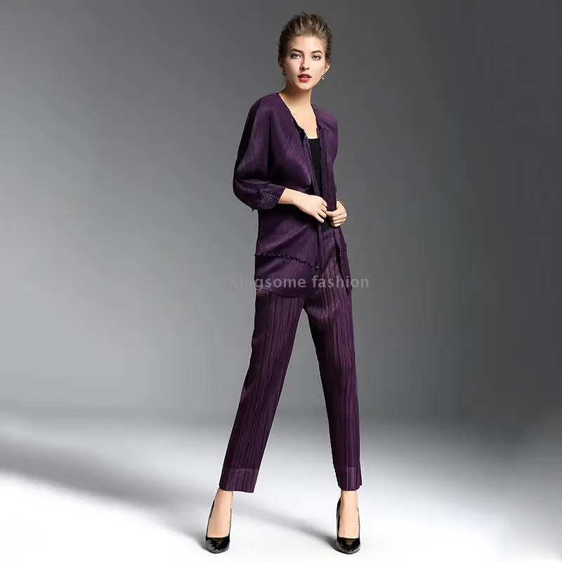 

Miyake spring and autumn jacket fold large size women long sleeved cardigan jacket agaric pleated jacket free shipping
