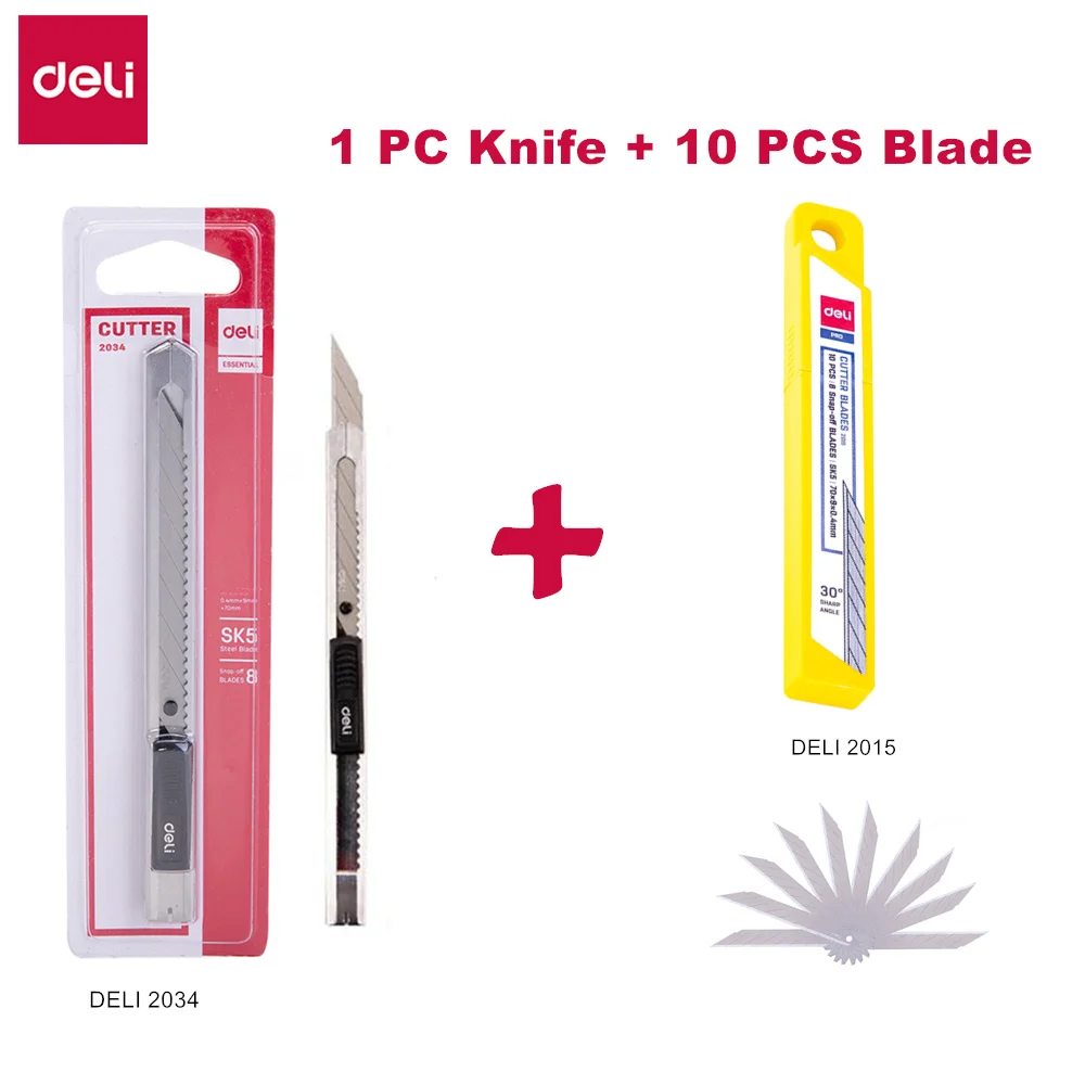 DELI E2034 резак деревянная коробка бумажный нож для художественной резки SK5 30 градусов лезвие Металл Канцелярские принадлежности ремесло нож резак режущий нож - Цвет: Cutter and Blade