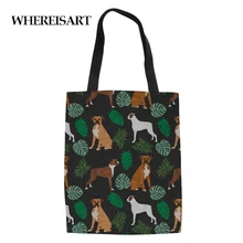 WHEREISART женские сумки-боксеры с рисунком собаки, Эко многоразовые сумки для покупок, сумки для покупок, женские сумки
