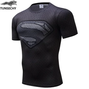 

NEW TUNSECHY spiderman, batman superman 2016 war is tight T-shirt compression lycra tight t-shirts t-shirts men's sportswear