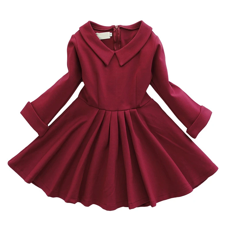 Brand Winter Girls Dress Baby Party Vestido Winter Kids Classic Peter Pan Collar Slim Princess Clothing long sleeve for 4y-10y цена Brand Winter Girls Dress Baby Party Vestido Winter Kids Classic Peter Pan Collar Slim Princess Clothing long sleeve for 4y-10y цены онлайн