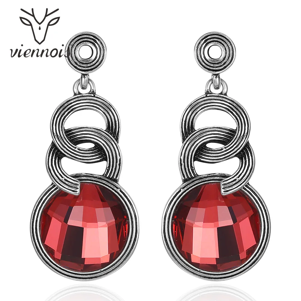 Viennois старинное Длинные Висячие серьги для Для женщин Винтаж серебро Цвет Красный