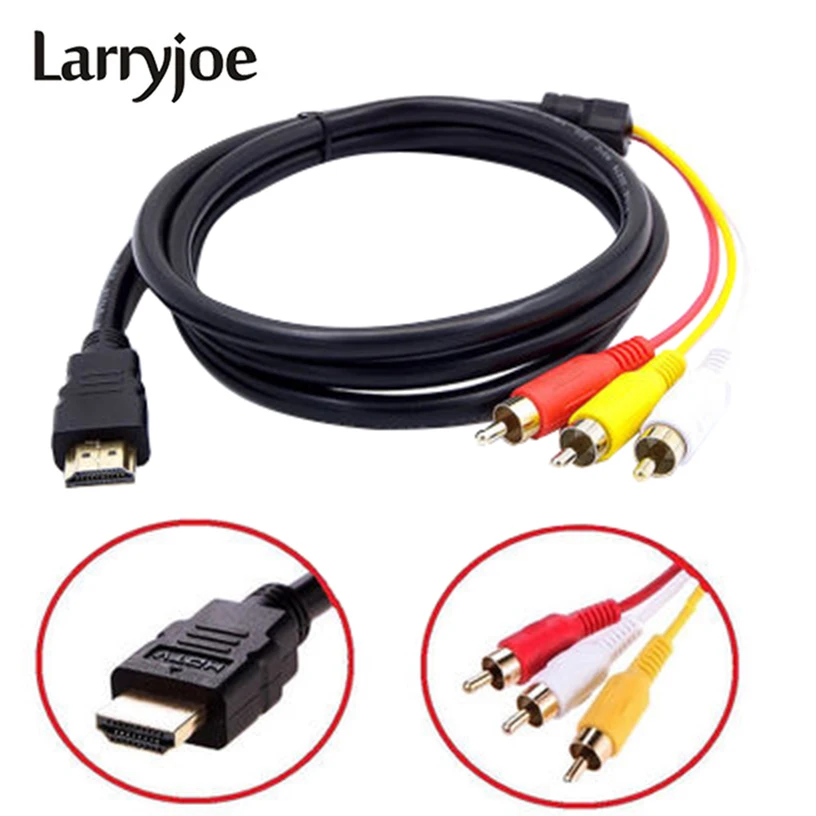 

Larryjoe New Arrived 5 Feet 1080P HDTV HDMI Male to 3 RCA Audio Video AV Cable Cord Adapter