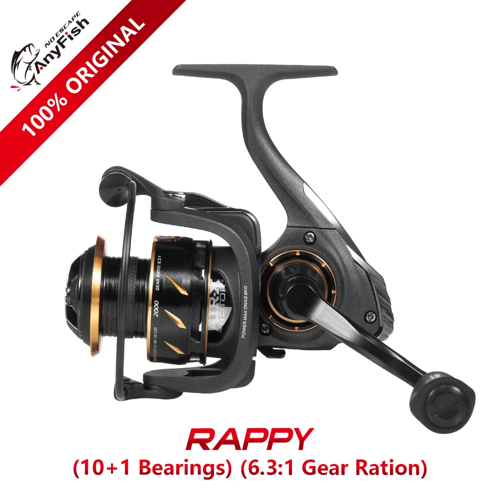

Anyfish RAPPY Spinning Fishing Reel 2000/3000/4000/5000/6000 model 10+1 ball bearings Max drag 6kg/8kg Gear ratio 6.3:1