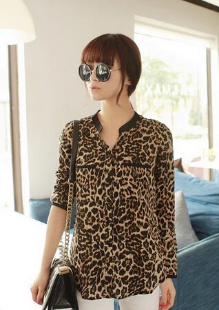 2015 New Fashion Women Leopard Print Blouses Sexy Blouse Shirt Full Sleeve Blusas Woman Printed Blouse Top _ - AliExpress Mobile