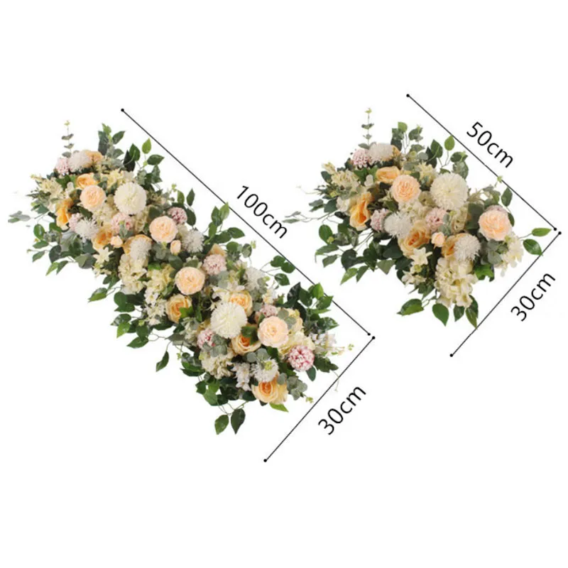 50*100Cm Custom Wedding Flower Wall Arrangement Supplies Silk Peony Artificial Flowers Row Decor for Wedding Iron Arch Backdrop