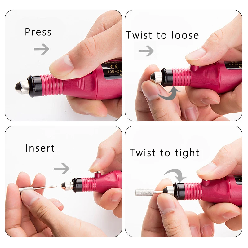  1 Set Professional Electric Nail Kit Nail Tips Manicure Machine Electric Nail Art Pen Pedicure 6 Bi