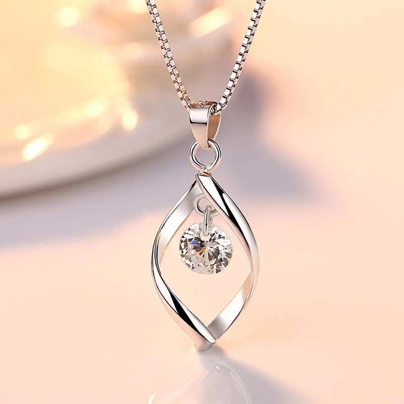 Low Cost Necklaces Pendants Zircon Bridal-Jewelry Stone 925-Sterling-Silver Women Simple for Wedding 32977621388