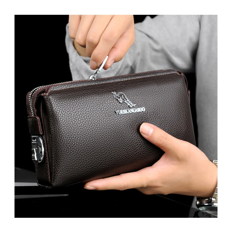 wallet Men's clutch bag anti-theft password lock male wallet business  carteira antifurto mobile phone bag mens leather genuine - AliExpress