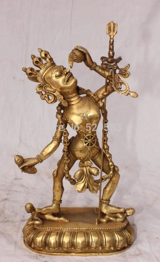 

free 11" Chinese Tibetan Bronze Vajrayogini Naro Khechari Buddha Phurpa Dagger Statue fast