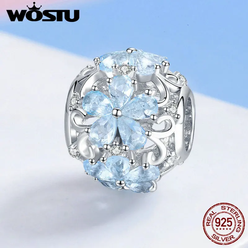 WOSTU горячая Распродажа 925 пробы серебряный элегантный синий Маргаритка
