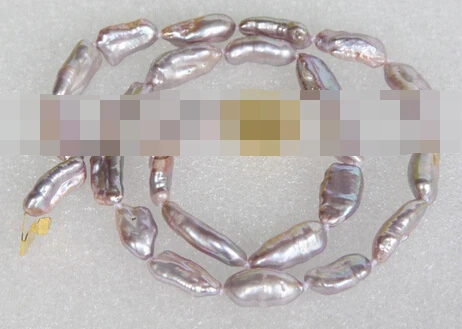 

huij 004065 16" 16mm purple Reborn keshi pearls necklace filled gold clasp