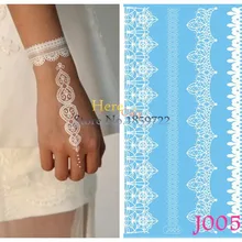 1 шт модные временные фальшивые татуировки наклейки женские свадебные украшения для рук белые кружевные узоры из хны браслет тату паста бумага боди-арт HJ005