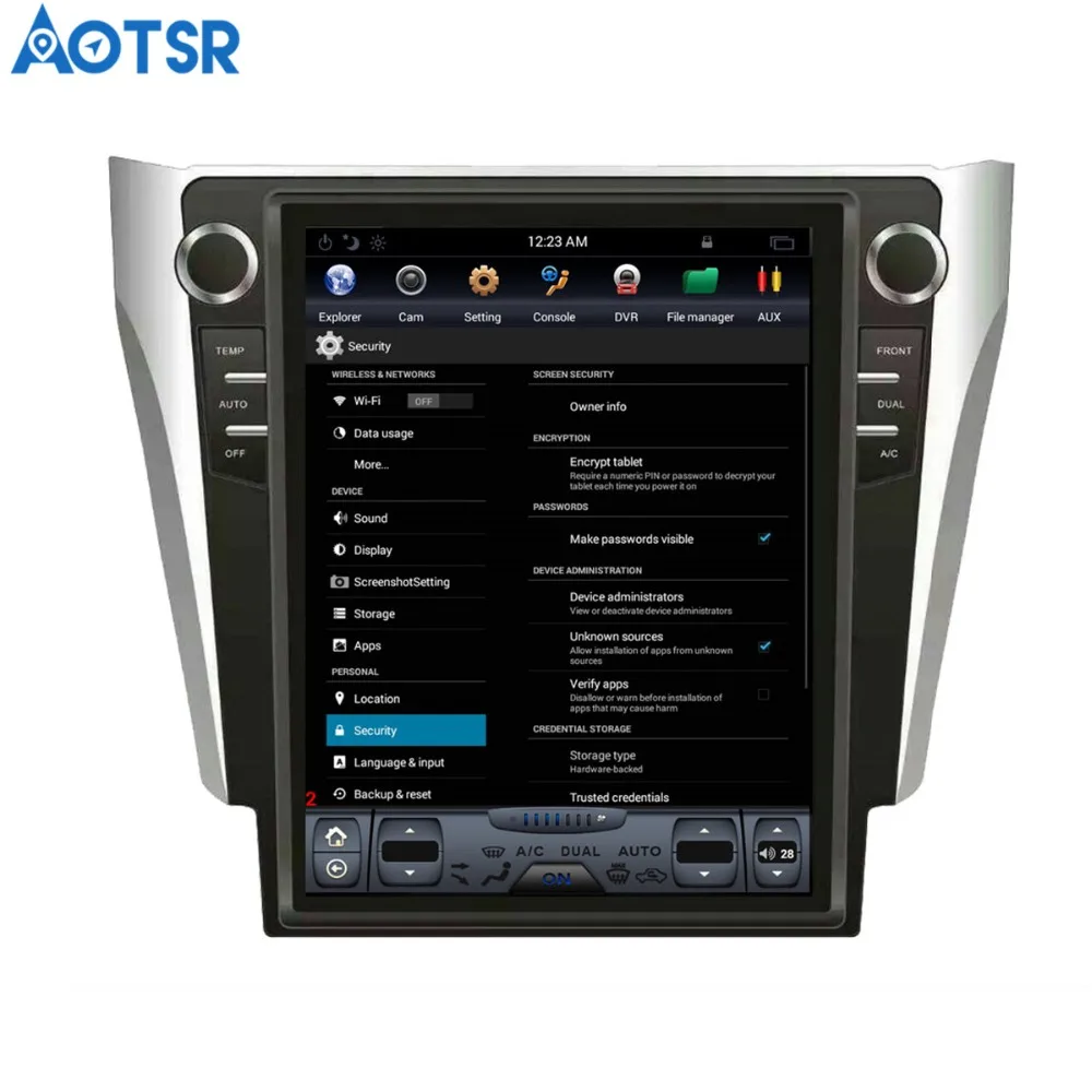 Clearance Aotsr Tesla style 12.1" Android Car NO DVD Player GPS Navigation Stereo In-dash for Toyota Camry Aurion 2015-2017 Multimedia 1