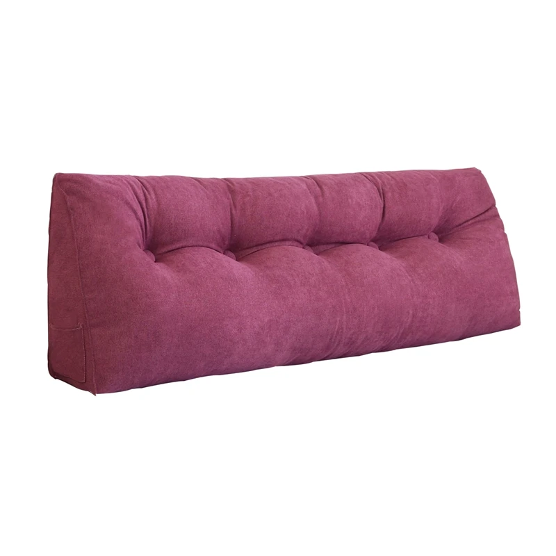 Горячая подушки для прикроватной клиновидной подушки для спинка кровати Короткие Плюшевые Подушки для спальни однотонные подушки для кровати - Цвет: Purple