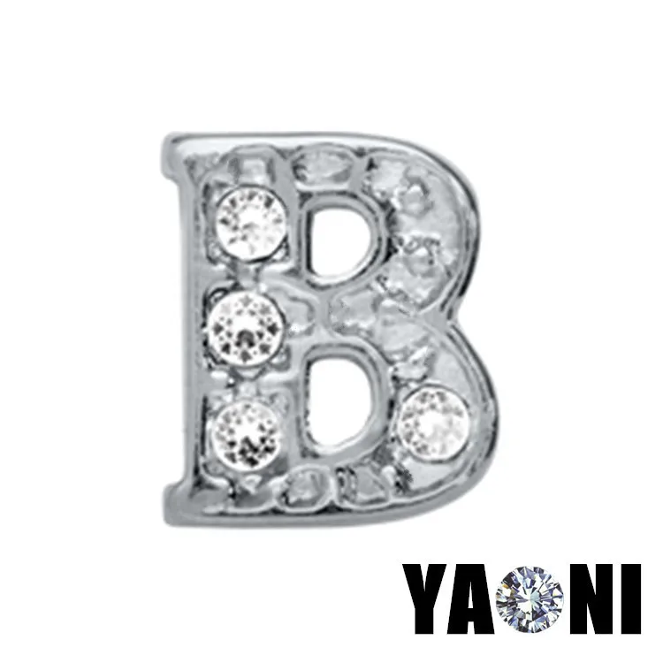 

20pcs lot Free Shipping Floating Locket Charms Crystal Alphabet Letter B Charm For Floating Locket