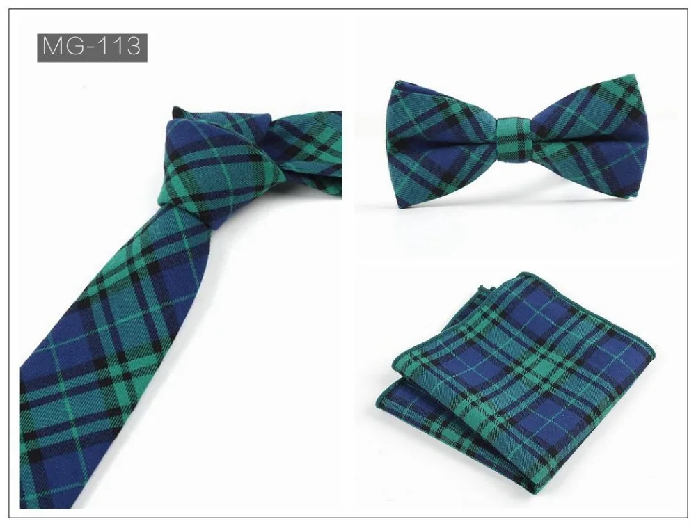 full cotton necktie bow tie handkerchief for men plaid 6cm ties standard butterfly bowknot pocket s