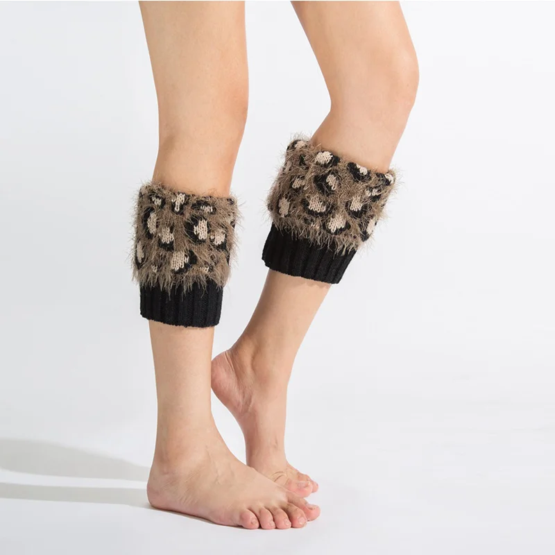 Leopard Fashion Women Leg Warmer Crochet Warm Short Boot Cuffs Women Knitted Long Socks Winter Warmer Leg Socks Elastic New  (10)