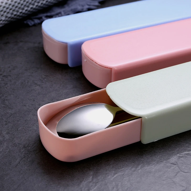 Korean Portable Dinnerware Set Kid Student 304 Stainless Steel Tableware Set Cutlery Forks Spoon Chopsticks Kitchen Accessories