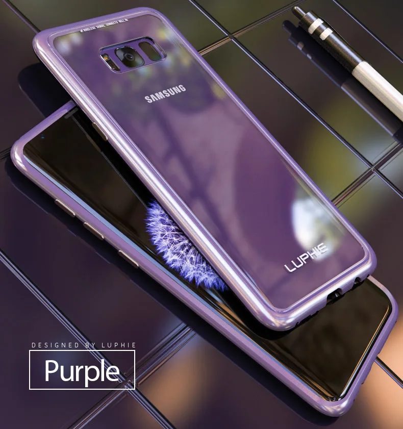 LUPHIE для samsung Galaxy S9 S8 Plus S7 Edge Note 8 Note 9 чехол абсолютно магнитный Алюминиевый металлический каркас закаленное стекло