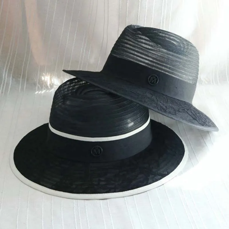 QPALCR 2018 New Fashion Mesh Fedoras Summer Men Women Sun Hat Black Bud