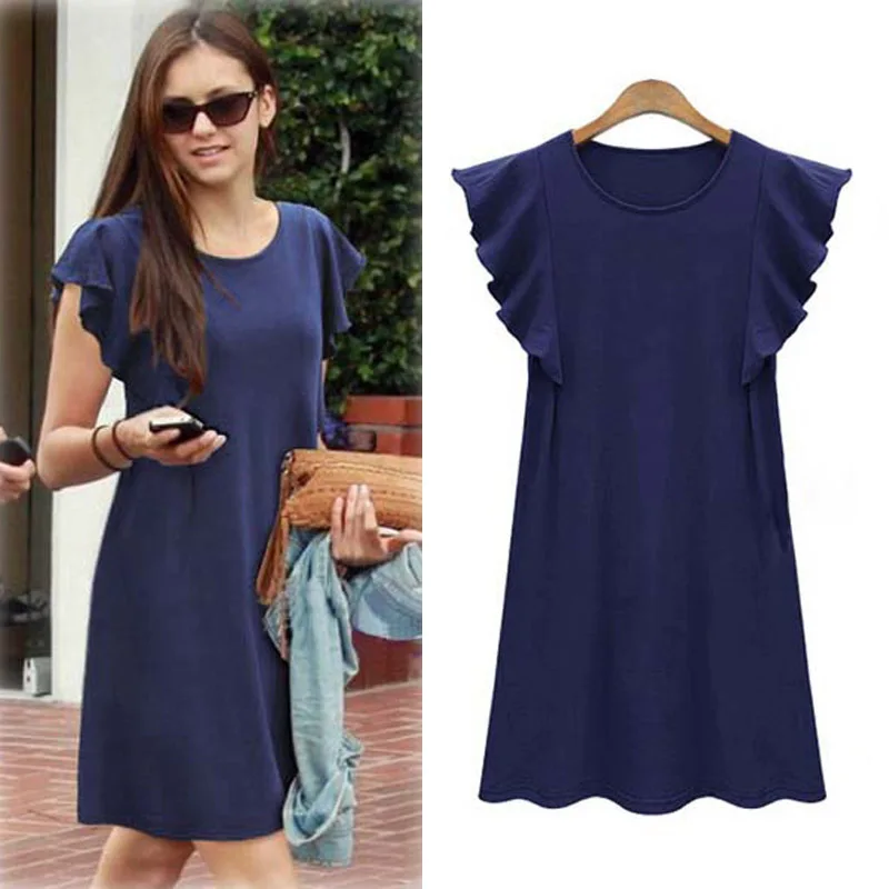 

Butterfly Sleeve M-5XL Plus Size Dress Loose Show Thin 2019 Summer The New Extra Large Elegant Casual Women Dresses Hot Sale
