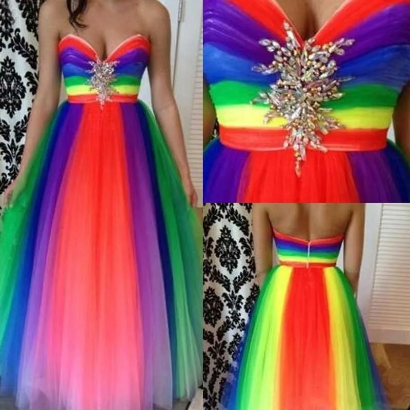 rainbow evening gown