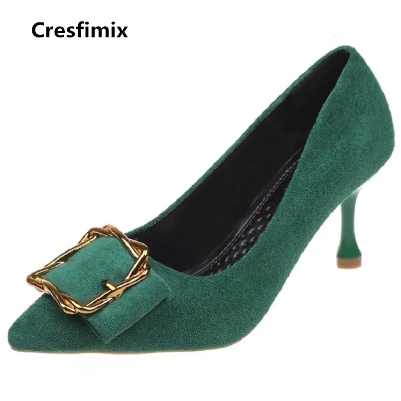 

Cresfimix tacones altos women casual high quality spring & summer green high heel shoes lady fashion cool stylish shoes b2954