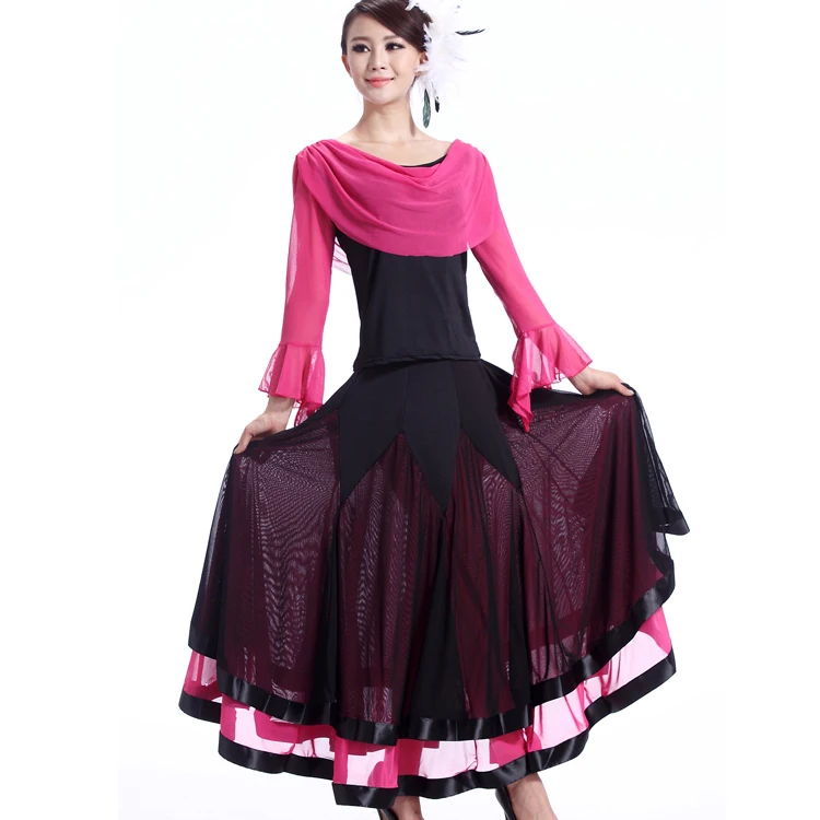 

Exquisite Luxury Women Sexy Modern Ballroom Dance Dress Long Sleeve Lady Waltz Tango Standard Flamenco Spanish Dance Dress 89