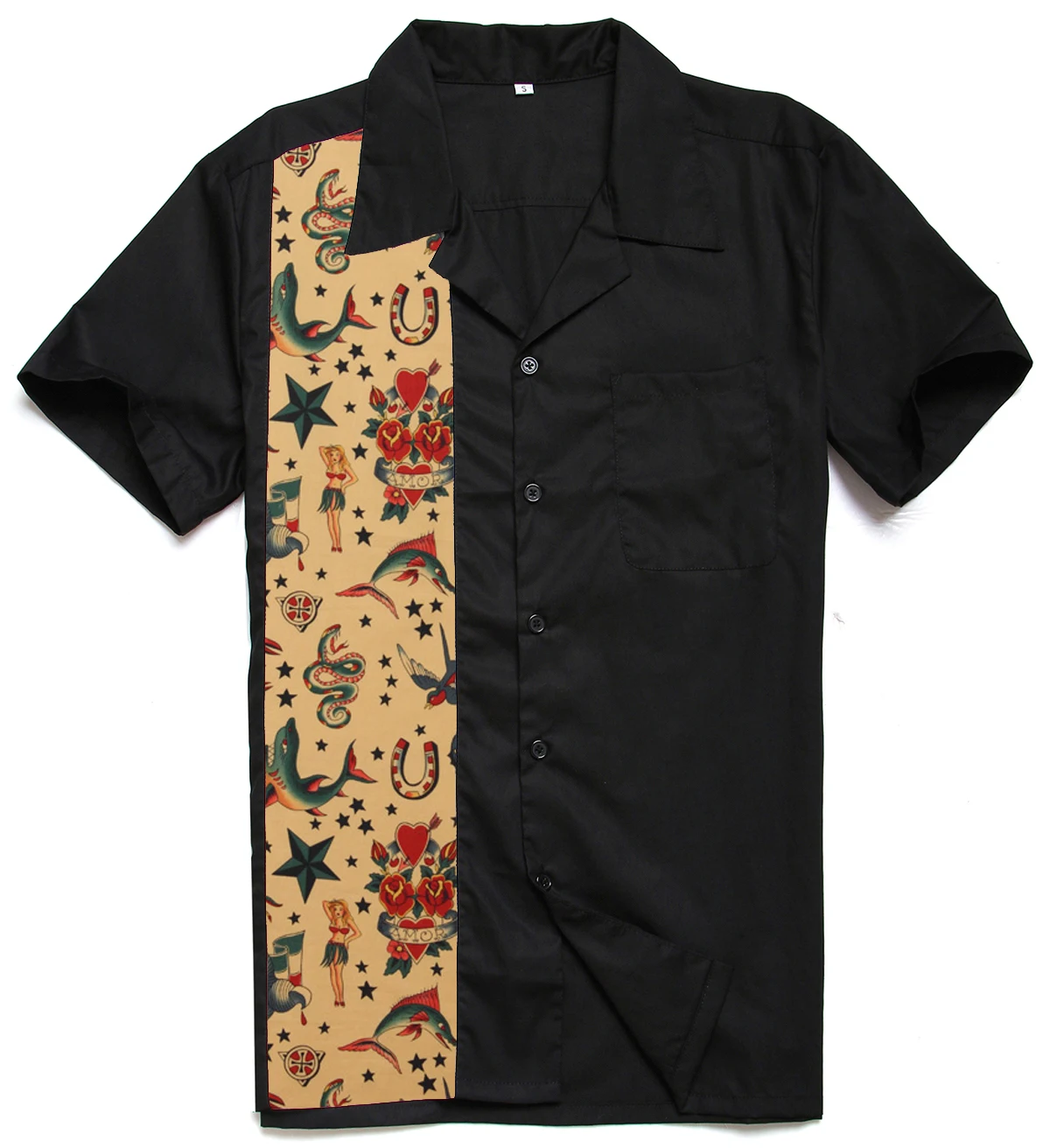 

2017 New Designs Novelty Printing Tattoo Male Top Brand Cotton Rockabilly Hiphop Vintage 40s American Club Plus Size XXXL Shirts