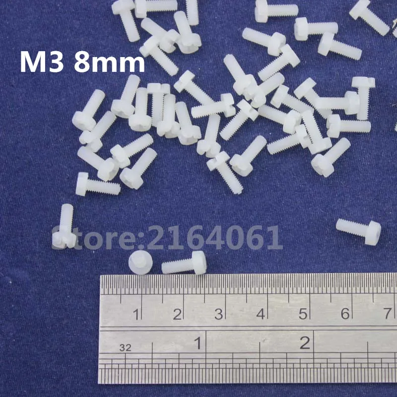 

100pcs Metric M3 x 8mm Nylon Phillips Pan Head Screws Fasteners Repair Hardware Accessories #M3