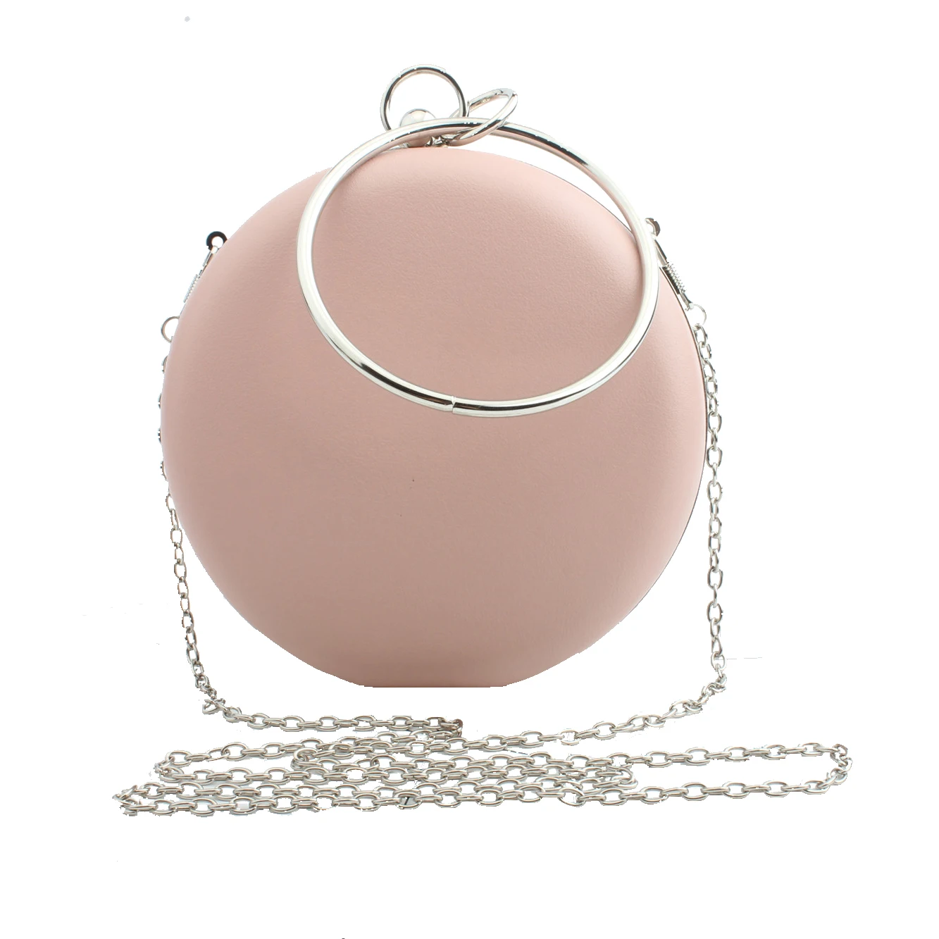 Big Ring Vintage Luxury Round Bag Leather Women Round Handbags Circular