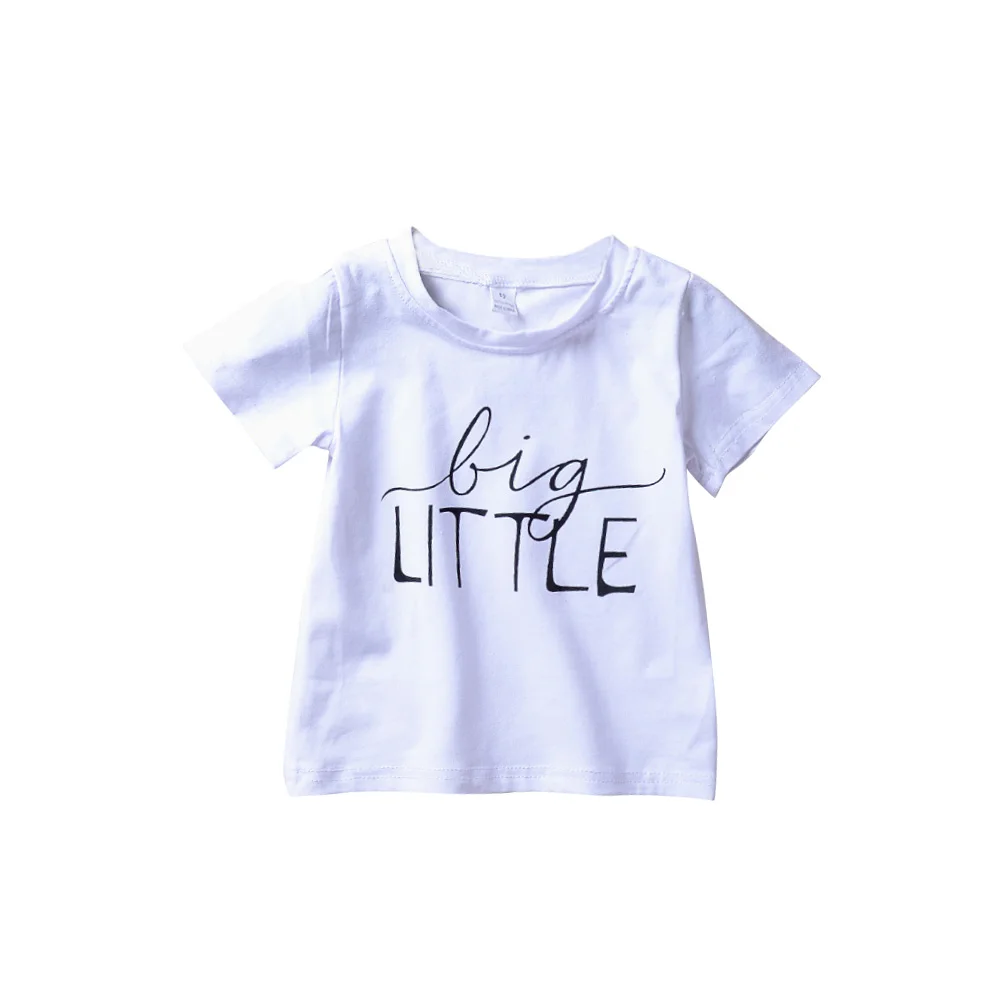 

Baby Chidlren Clothes Big Little Bro White Tops TeeBebe Kids Summer Casual Simple Kleding 1-4y