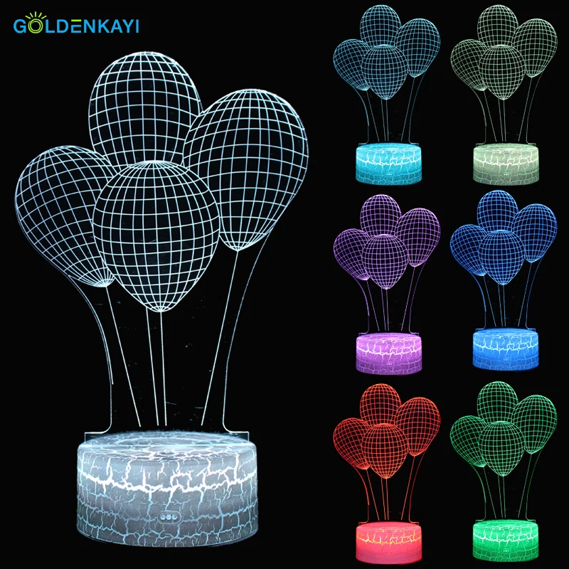 

3D Balloon Ball LED Night Lights Atmosphere Table Lamp RGB Bulb Colorful LED Cartoon Night Lamps Best Gift For Kids Decor Lamp