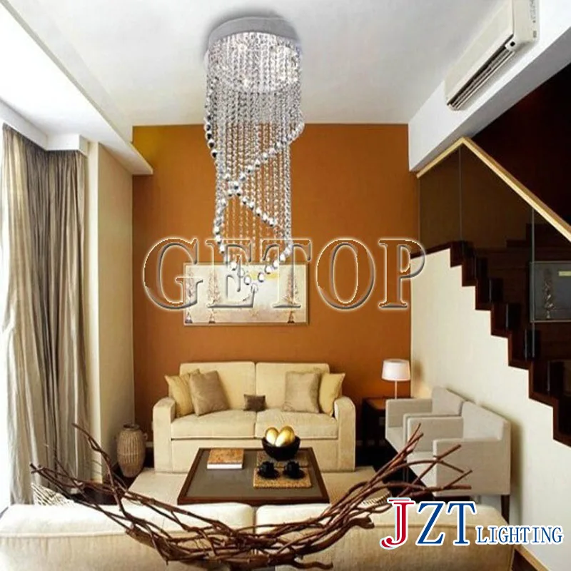 

J best price Double Entry Stair Large Hanging LED Pendant Light Bubble Column K9 Crystal Droplight Stainless creative droplight