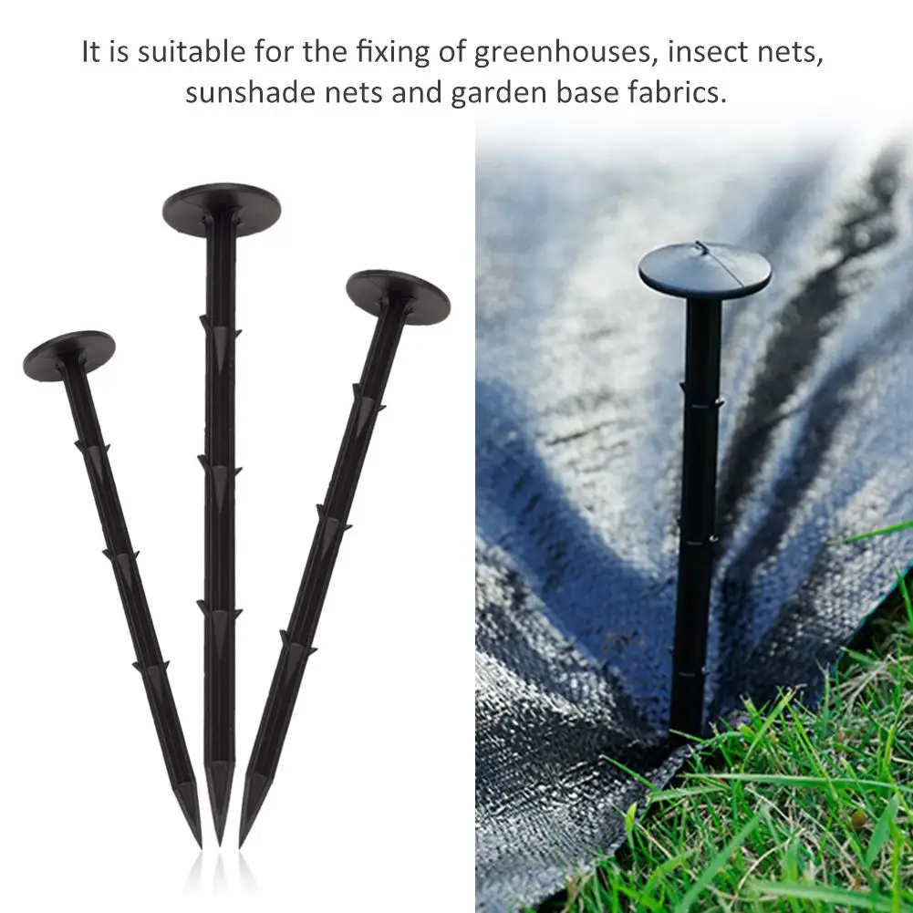 10PCS Black Ground Nail Stake for Plastic Tarp Tent Garden Lawn Netting#BO