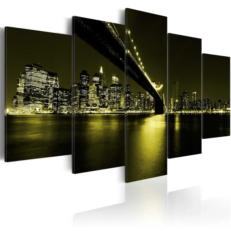 

5 Pieces HD Posters and Prints Cities Construction Scenery Canvas Painting Room Decoration Wall Pictures for Living Room Decor
