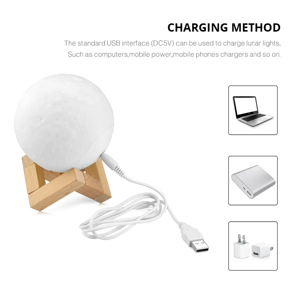Светодиодный ночник 3D RGB Moon lamp 2 цвета/16 цветов сенсорный датчик украшение для