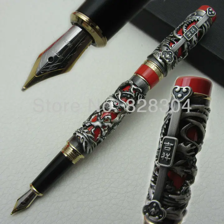 

Jinhao Dragon & Phoenix Heavy Gray Red Chinese Classical Luck Clip Fountain Pen
