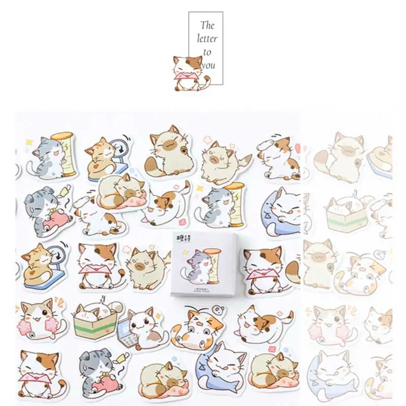 

45 Pcs/box Cute My Cat Stickers Decoration Adhesive Scrapbooking Stickers DIY Diary Album Label Sticke Kawaii Korea Stationery